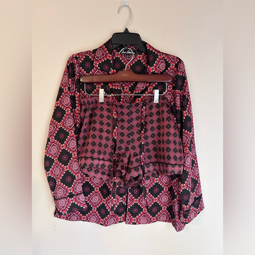 Sam Edelman Geometric Print Pajama Set - burgundy size M